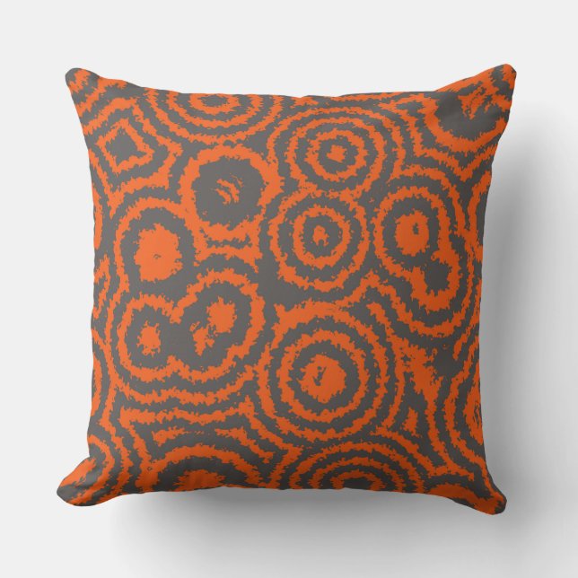 orange and grey abstract throw pillow (Front)