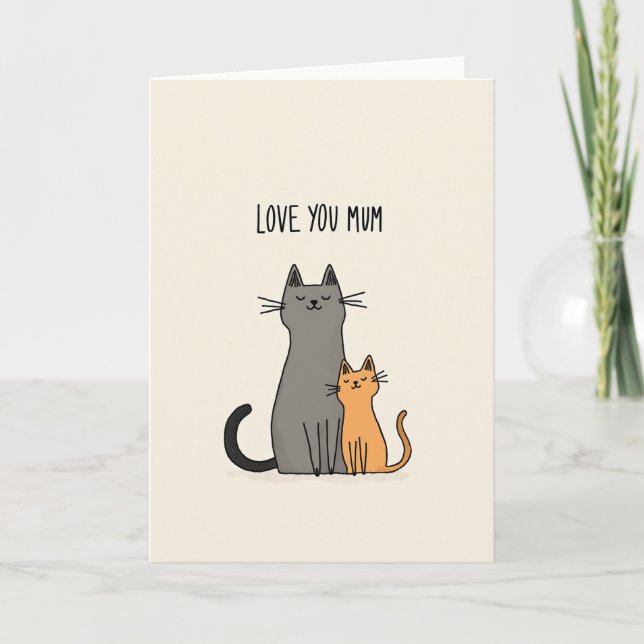 Orange And Grey Cat Mum Card (Front)