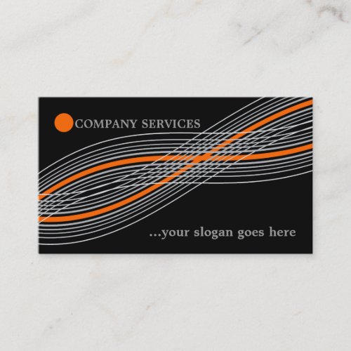 Orange and grey crossed curved lines and circle business card