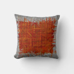 Orange And Grey Fine Art Painting Style Throw Pillow at Zazzle