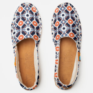 Orange and grey geometrical pattern espadrilles