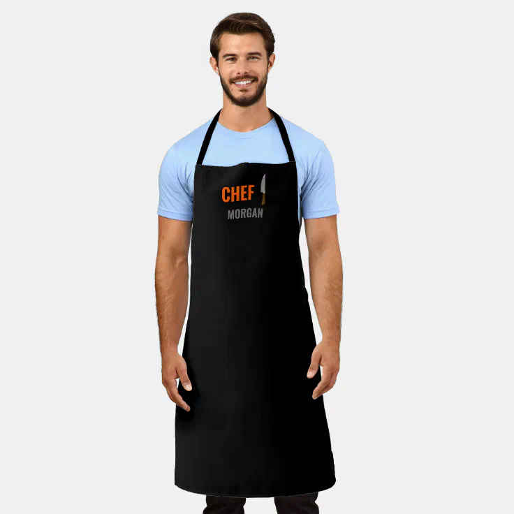 Orange and Grey Top Mens Chef Apron | Zazzle