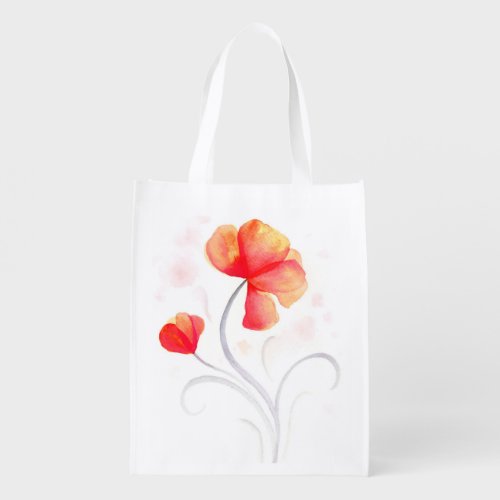 Orange and grey wildflower abstract watercolor bag