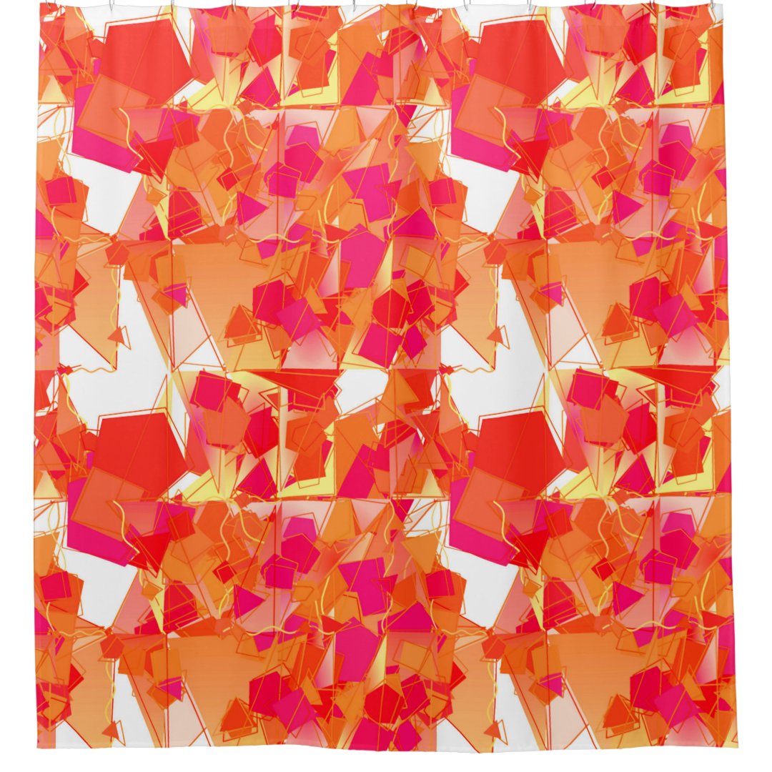 Orange And Hot Pink Abstract Shower Curtain Zazzle