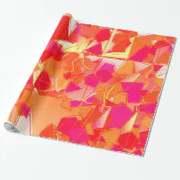 Orange and hot pink abstract wrapping paper