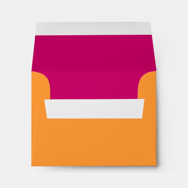 Orange and Hot Pink Address Wedding RSVP Envelope (Back (Bottom))