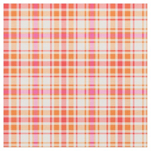 Orange and Hot Pink Fashion Plaid Fabric | Zazzle