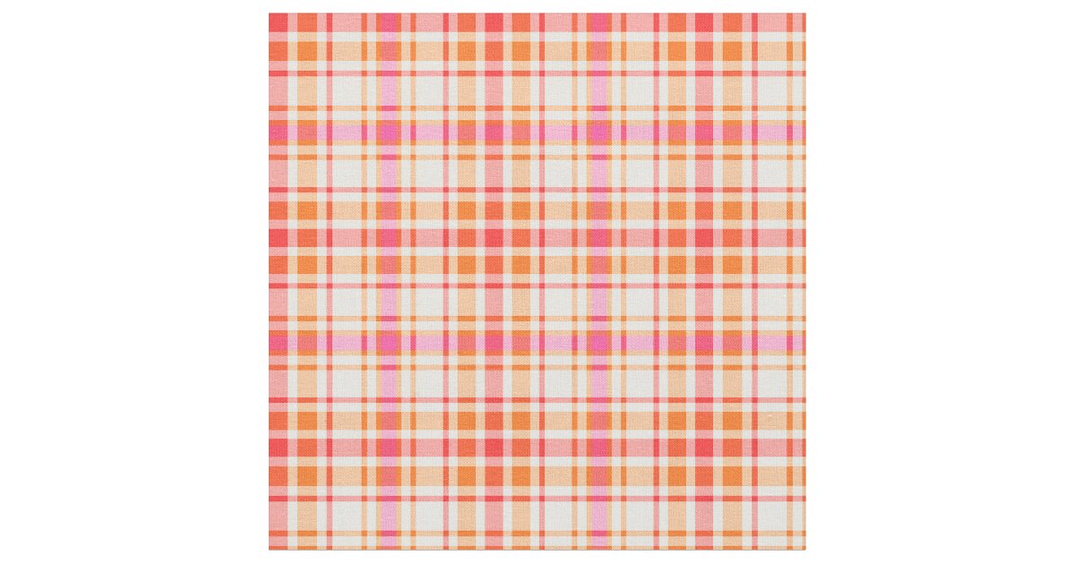 Orange and Hot Pink Fashion Plaid Fabric Zazzle