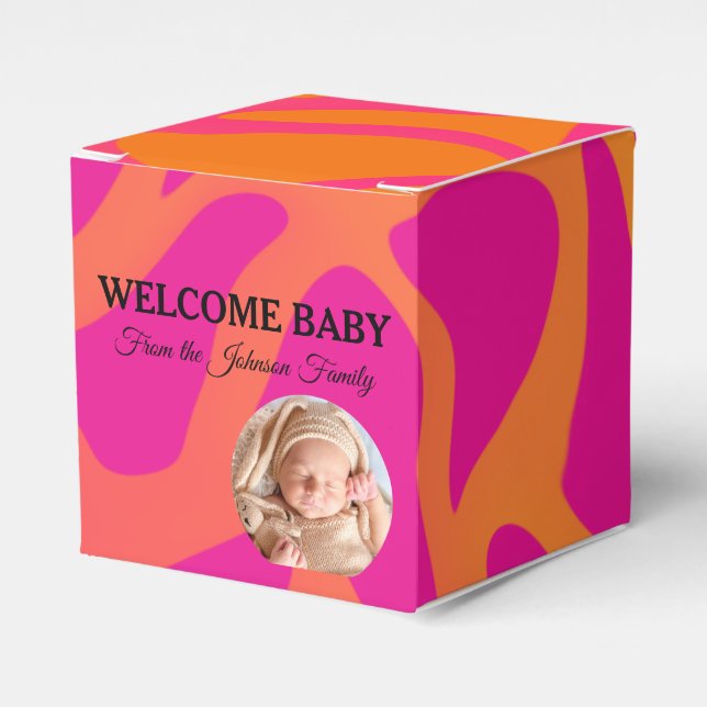 Orange and Hot Pink Gradient Favor Box (Front Side)