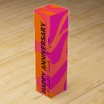 Orange and Hot Pink Gradient Happy Anniversary Wine Box