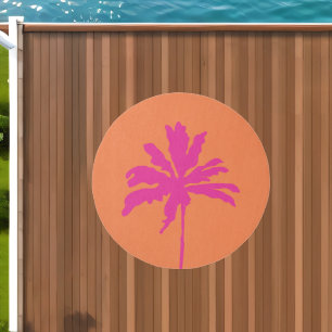 Orange and Hot Pink Modern Tropical Palm Tree Outdoor Rug