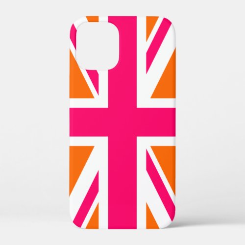 Orange and Hot Pink Union Jack iPhone 12 Mini Case