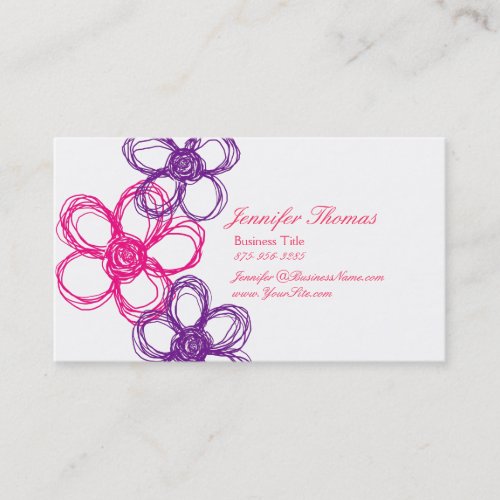 Orange and Hot Pink Wildflower Wedding Planner Business Card Templates