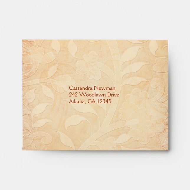 Orange and Ivory Floral A2 Envelope for RSVP Cards (Front)