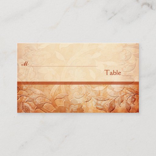 Customizable Orange and Ivory Floral Placecards Business Card Templates