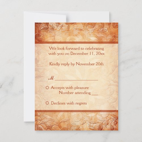 Orange and Ivory Floral Reply Card