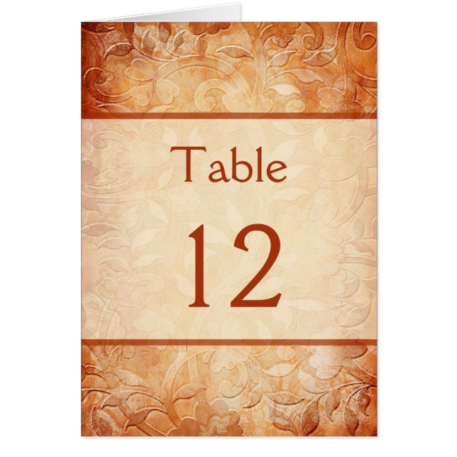 Orange and Ivory Floral Table Number Card (Front)