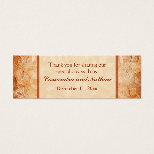 Orange and Ivory Floral Wedding Favor Tag Business Card Template