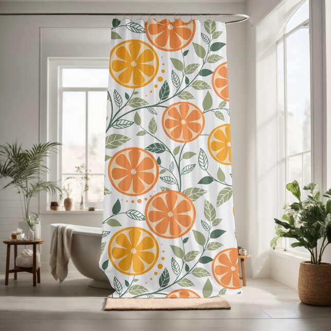 Orange and leaves decorative eye-catching  shower curtain (Creator Uploaded)