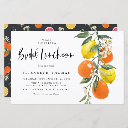 Orange and Lemon Bridal Luncheon Invitation