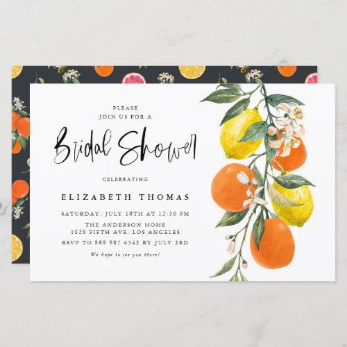Orange and Lemon Bridal Shower Invitation