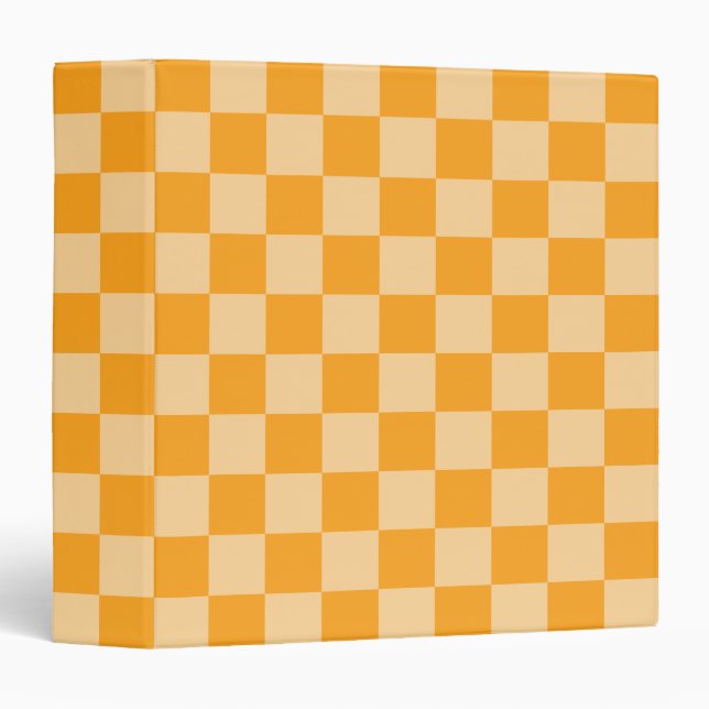 Orange and Light Orange Checkerboard 3 Ring Binder (Front/Spine)