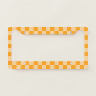 Orange and Light Orange Checkerboard License Plate Frame