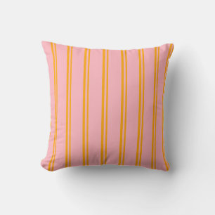 Orange and Light Pink Colored Lines Throw Pillow