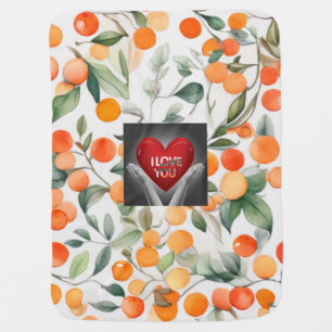 Orange and love Baby Blanket