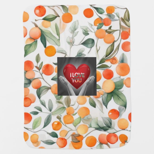 Orange and love Baby Blanket (Front)