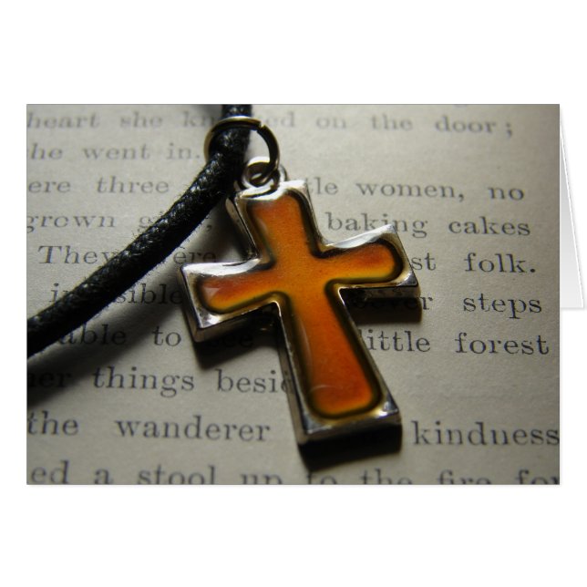 Orange and Metal Cross Necklace (Front Horizontal)