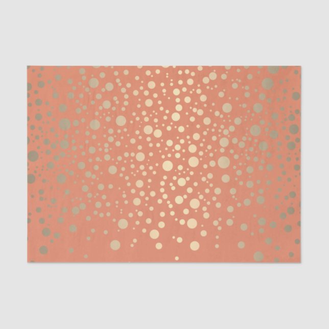 Orange and Metallic Gold Confetti Tissue Paper (Front)