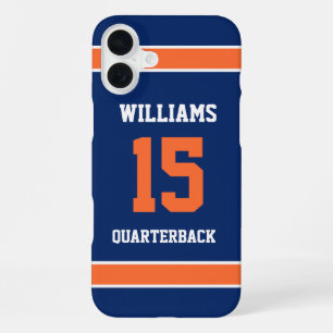 Orange and Navy Blue Football iPhone 16 Plus Case