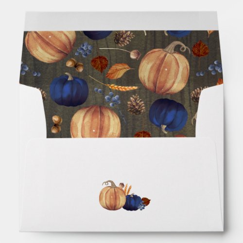 Orange and Navy Blue Pumpkins Rustic Fall  Envelope