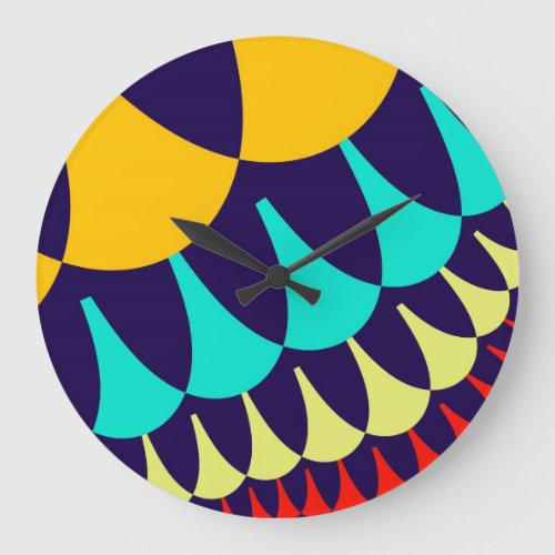Orange and Navy Blue Scales Large Clock