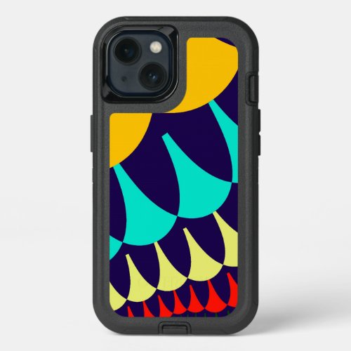 Orange and Navy Blue Scales iPhone 13 Case