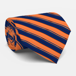 Orange and Navy Blue Stripes Tie