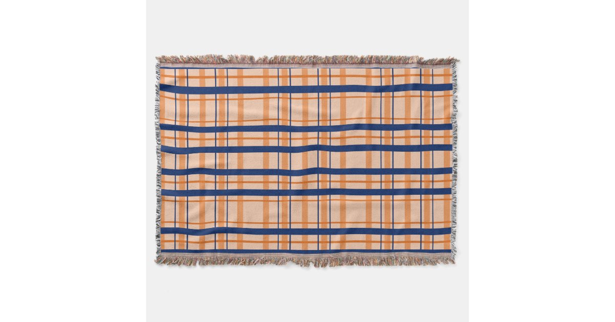Orange and Navy Blue Throw Blanket Zazzle