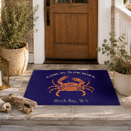 Orange and Navy Coastal Crab Welcome Doormat