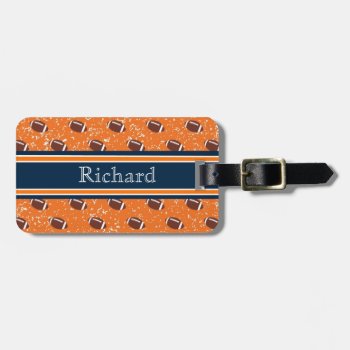 Orange And Navy Luggage Tag by PandaCatGallery at Zazzle