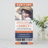 Orange and Navy Soccer Graduation Party Invites (Standing Front)