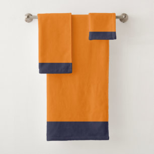 Orange And Navy Sport Team Colors Bath Towel Set