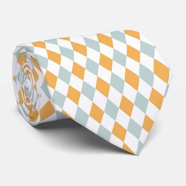 Orange and Pastel Blue Pattern Neck Tie (Rolled)