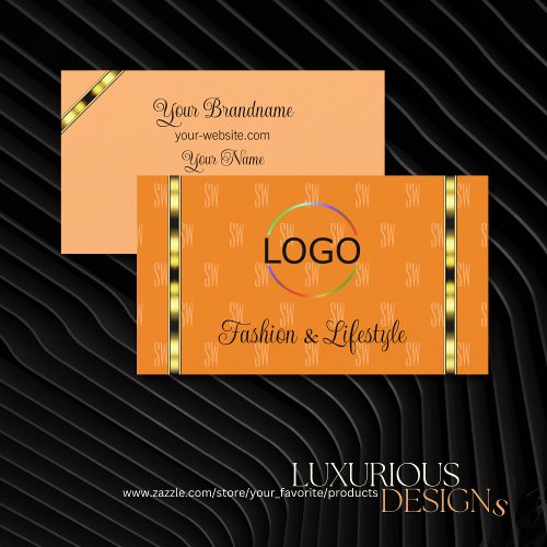 Orange and Peach Chic with Logo Patterned Letters Business Card