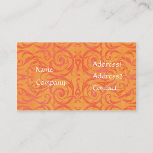 orange and peach damask business card Template