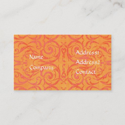 Customizable orange and peach damask business card Template
