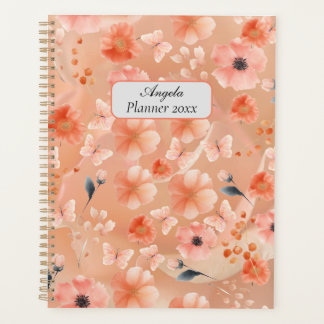 Orange and Peach Flowers and Butterflies Planner