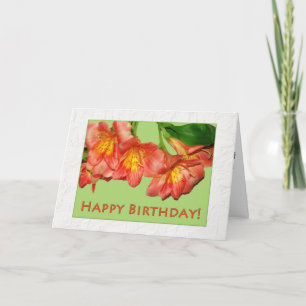 Orange and Peach Flowers Happy Birthday Card