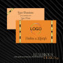 Orange and Peach with Logo Gold Ornate Stripes Business Card