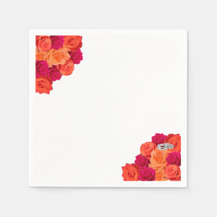 Orange and Pink-Blossoms and Brilliance-Napkins Napkins
